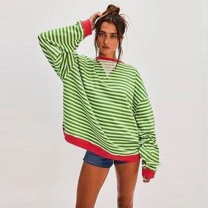 We The Free Classic Striped Oversized Crewneck